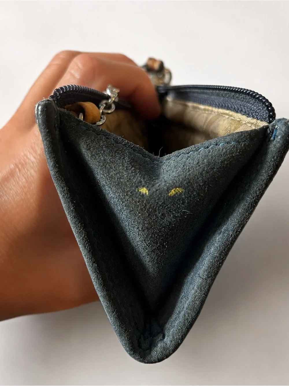Coach Vintage 100% Wool Star Keychain Blue Red Plaid Coin Purse Mini Skinny